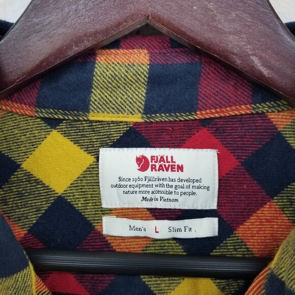 Fjällräven Skog Button Up Shirt Mens Large Slim Fit True Red Plaid NWT - Picture 3 of 11